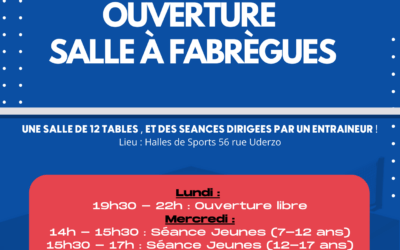 Tennis de Table  : ouverture des séances à Fabrègues